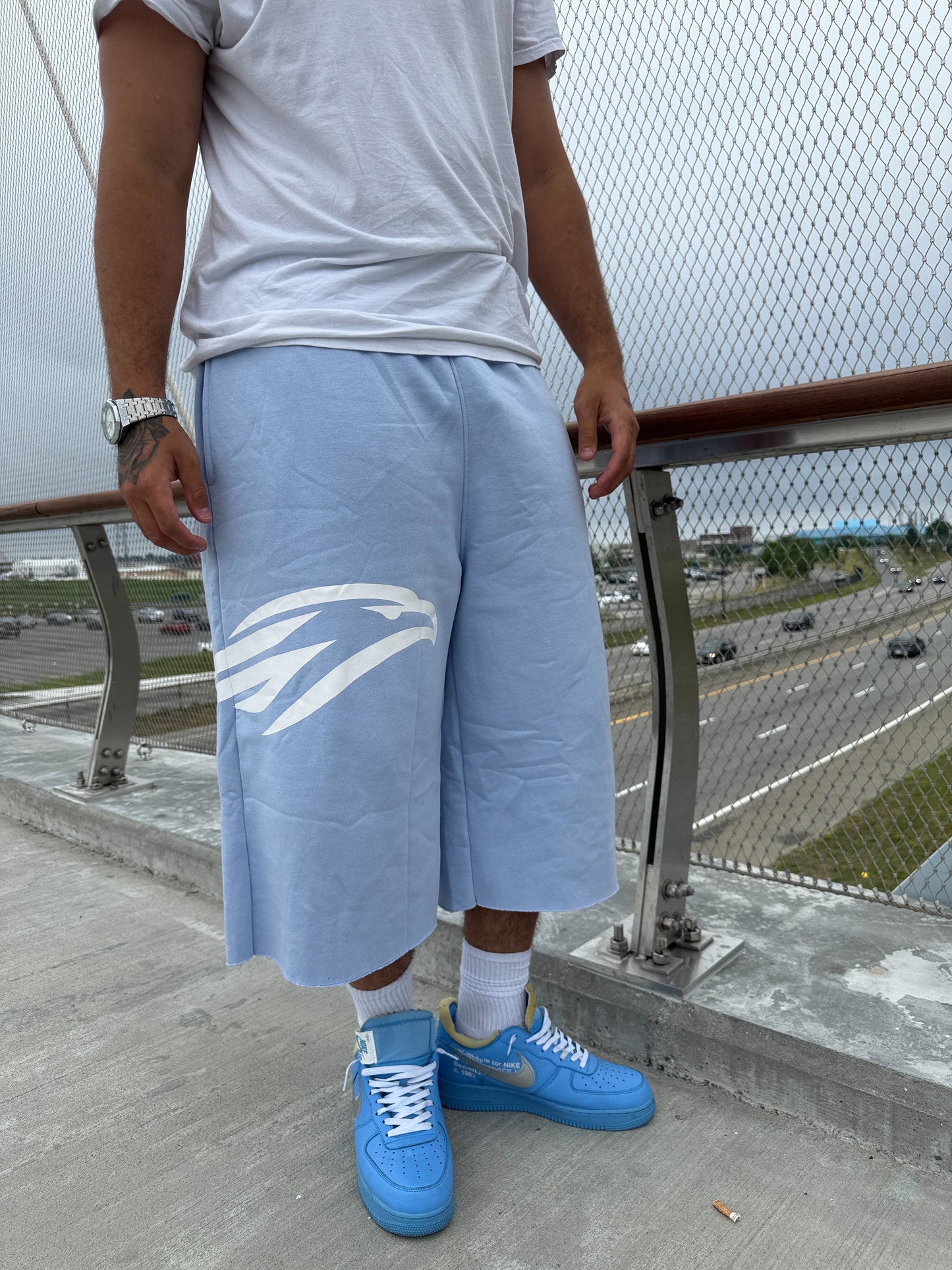 NAZARENE Sky Blue 3/4 Sweatshorts
